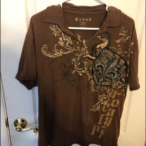 Crank men’s button up design polo size Large